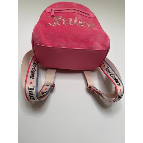 Juicy Couture Pink Velour Rhinestone Logo Backpack with Juicy heart lego charm - Picture 7 of 16